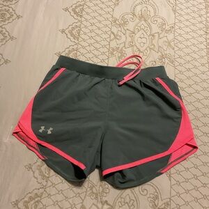 Under Armour Women's Charcoal and Neon Pink Athletic Shorts